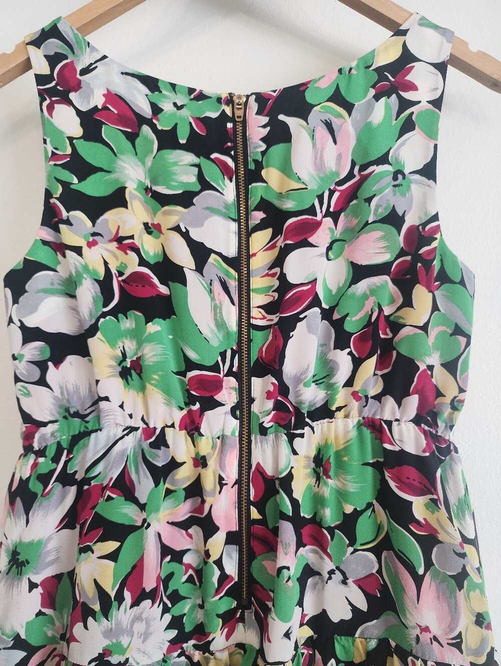 Moulinette Soeurs Akebia Floral Tiered Ruffle Sleeveless Silk Mini Dress Size 2 - Picture 11 of 12
